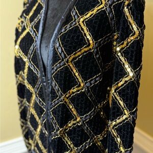 #GoldenGirls #Dallas Black and Gold Women's Vintage Sequined Jacket